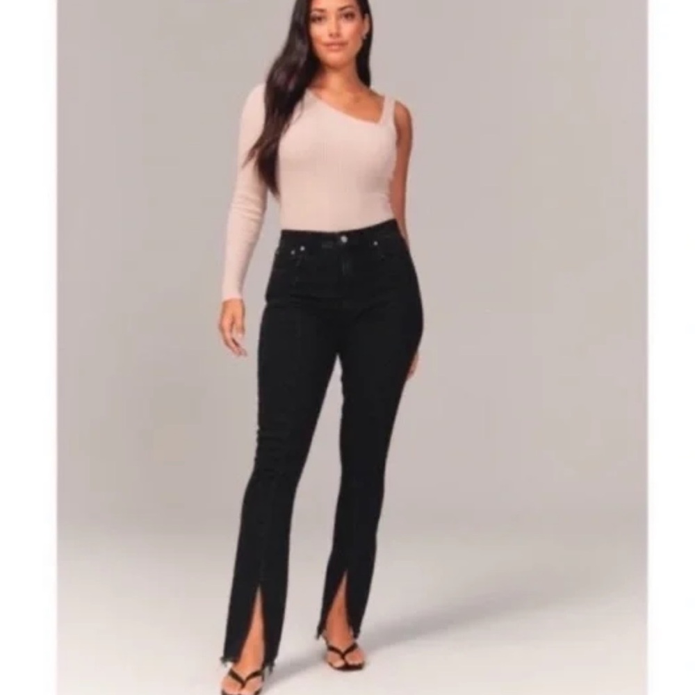 Black Women's Jeans with Front Slits